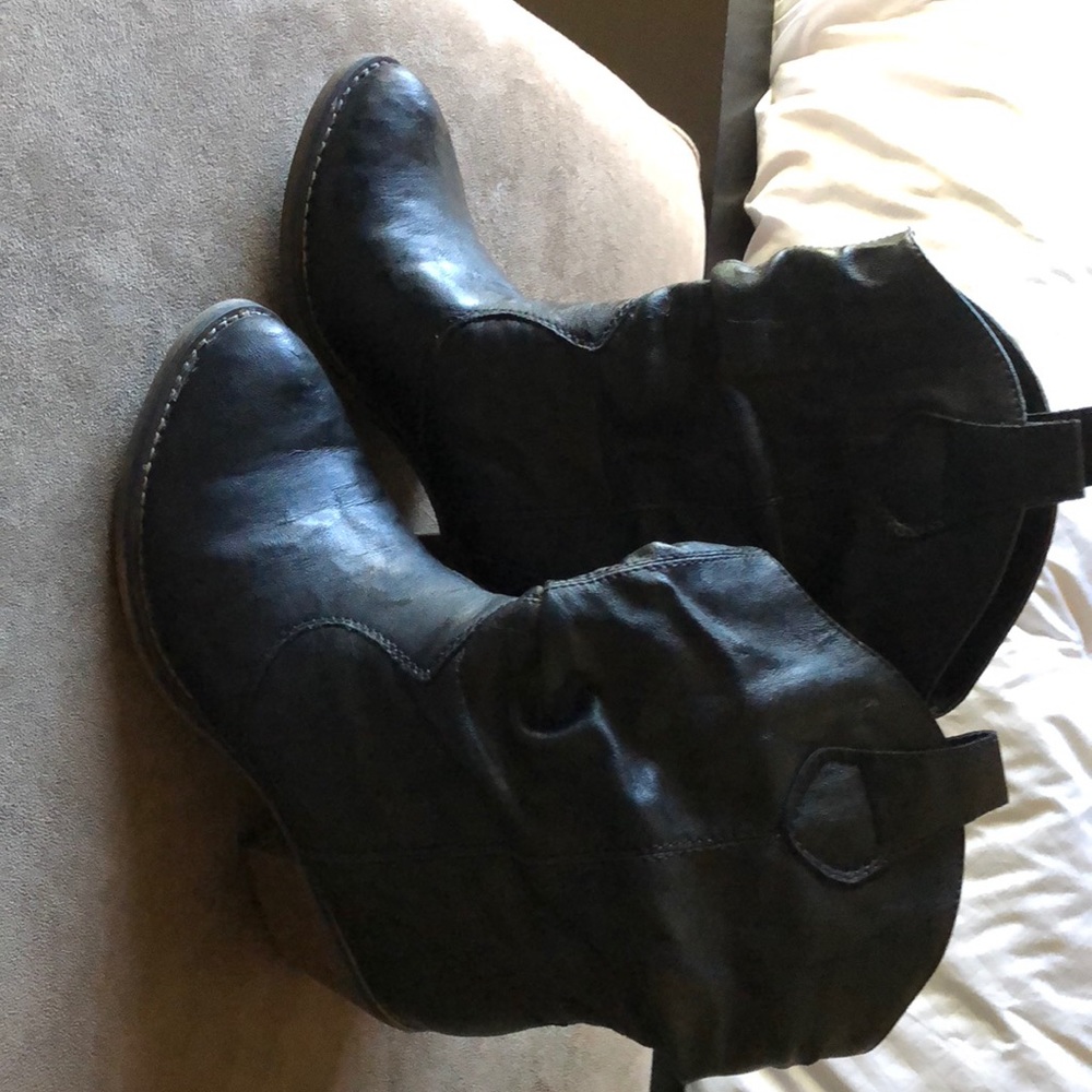 BLack slip on ankle boots